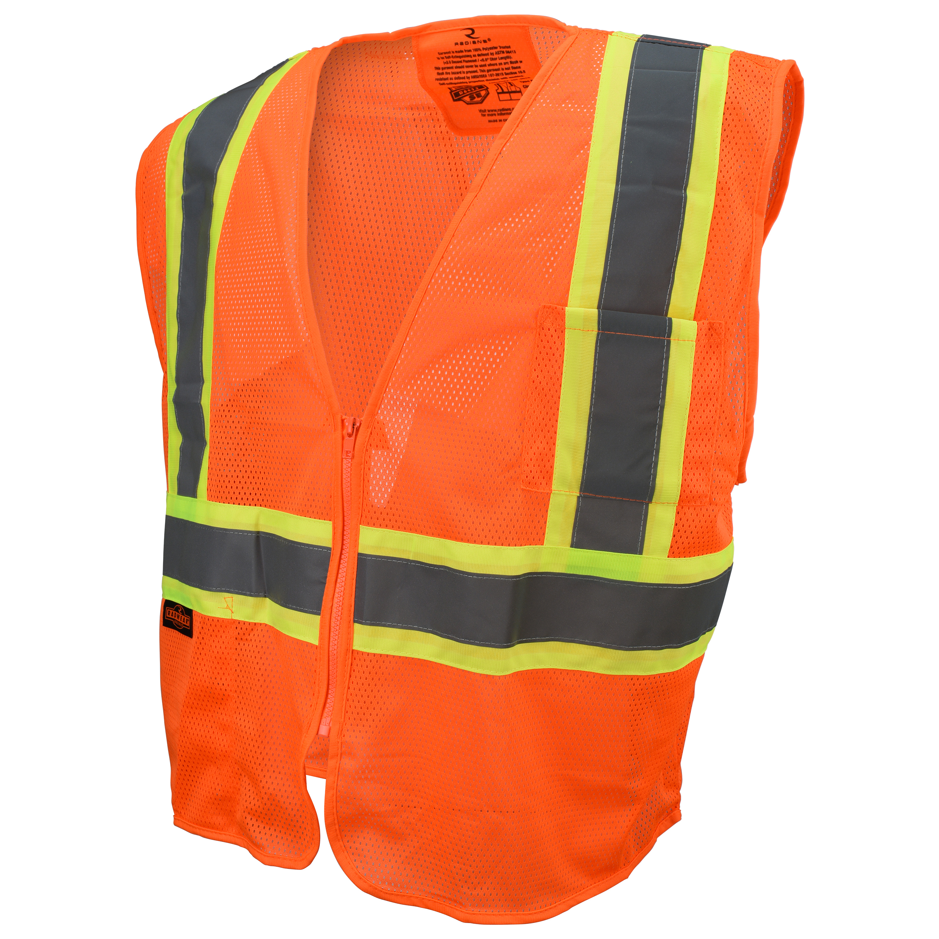 SV225 Class 2 Self Extinguishing Two-Tone Trim Mesh Safety Vest - Orange - Size 4X - Safety Vests